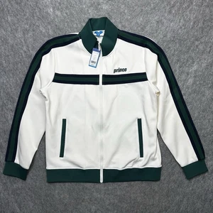 Prince Pickleball Full Zip Track Jacket Mens XL Cream/Green Large Preppy Casual - Picture 1 of 11