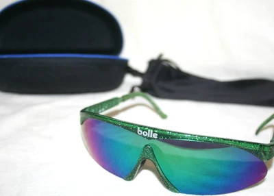 DE COLECCIÓN BOLLE MUY RARAS GAFAS DE SOL VERDE JADE BRILLANTE LENTES MORADAS ESTUCHE AJUSTABLE Foto 1 de 4