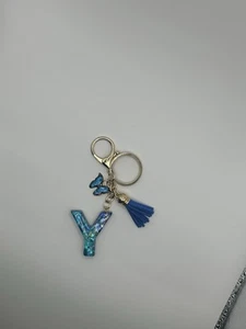  Alphabet Letter Tassels Keychain Crystal Acrylic Butterfly Pendent For Women.  - Picture 1 of 2