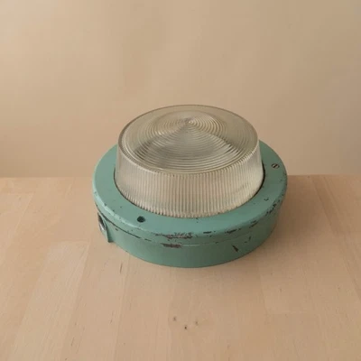 Vintage Round Bulkhead Light Duck Egg Blue Outside Light Vintage Retro - Image 1 of 4