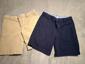 Set Of 2 OshKosh Shorts Adjustable Waist Cotton Blue & Tan with pockets Size 7 - Picture 1 of 8