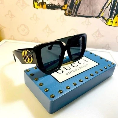 NUEVO GUCCI GEOMÉTRICO HOMBRE’S MUJER’S GAFAS DE SOL GG0956S 003 NEGRO/DORADO 54MM Foto 1 de 4