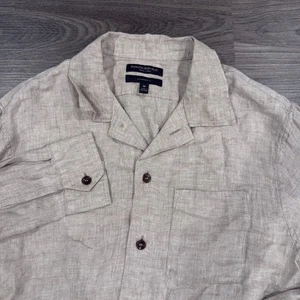 Banana Republic Shirt Men’s Medium 100% Linen Tailored Shacket Shirt Chore Coat - Picture 1 of 7