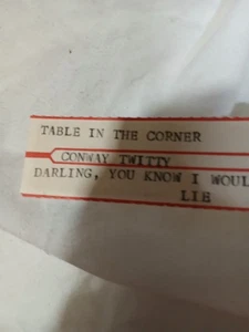 CONWAY TWITTY-TABLE IN THE CORNER JUKEBOX TITLE STRIP .SPEDIZIONE GRATUITA NEGLI US - Foto 1 di 1