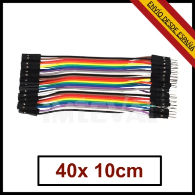 40x CABLES Hembra Macho 10cm jumpers dupont arduino protoboard Male-Female  - Imagen 1 de 2