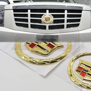 Front Grille &Rear Adhesive Trunk Lid Badge Emblem For Escalad-e SRX ATS CT6 CTS - Picture 1 of 3