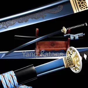 Carbon Steel Blue Dragon Katana Battle Ready Japan Samurai Sword Full Tang #1072 - Picture 1 of 12