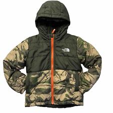 The North Face Puffer Jacket Camouflage Sherpa Reversible Hooded Boys Sz 4T