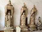 Old White Marble Stone Three Saints of the West Kwan-Yin Amitayus Buddha Statue