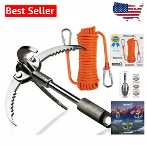 Compact 32ft Grappling Hook & Climbing Rope - Stainless Steel Survival Equipment - Picture 1 of 11