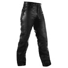 Pantalon Cuir 5 Poches Jeans Moto Motard Custom Disco Trousers noir 42