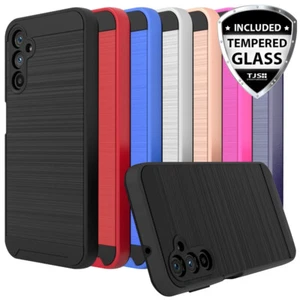 For Samsung Galaxy A14 A54 5G Phone Case Brushed Armor Cover +Tempered Glass - Picture 1 of 26