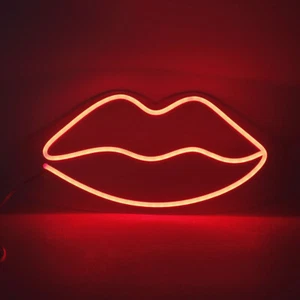 Red Lips Neon Light LED Sign Dimmable Man Cave Game Room Wall Decor Nightlight - Picture 1 of 9