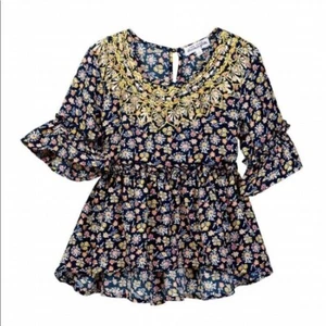 TEN SIXTY SHERMAN GIRLS Floral Peplum Blouse size Large  - Picture 1 of 12