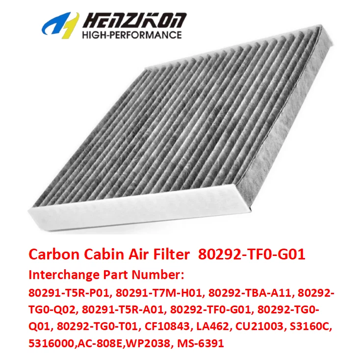 Filtro de aire de cabina de carbono 80292-TF0-G01 para Honda HR-V 2016-2024 1,8 L 2,0 L OE especificaciones Foto 1 de 4