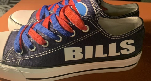 BUFFALO BILLS  Low Top sneakers Navy Blue Canvas Sneakers shoes Size 5-10 Custom Cover