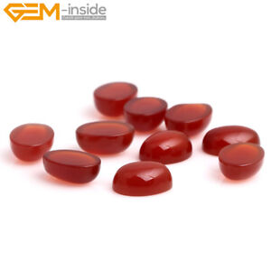 Natural Red Agate Oval CAB Cabochon Gemstone Beads Jewelry Making 5 Pcs Loose