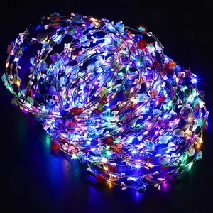30 Pieces LED Flower Crown Light up Headband Luminous LED Flower Wreath Floral G - Picture 1 of 9