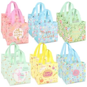 12PCS Happy Easter Egg Hunt Bags Easter Bunny Carrot Chick Egg Gift Bags with... - Picture 1 of 7