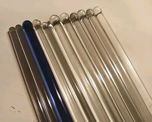 Vtg 9 Hand Blown Glass Swizzle Swirl Stick Lot Bar Stir Sticks - Picture 1 of 9