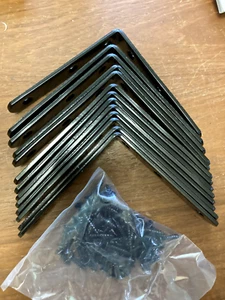 Shelf Brackets Corner Brace Black Steel, for Shelves Decorative Wall, Qty: 13 - Picture 1 of 2