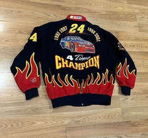 Vintage DuPont NASCAR Jeff Gordon 24 Flames 2001 Jacket Champion JH Chase Large - Picture 1 of 15
