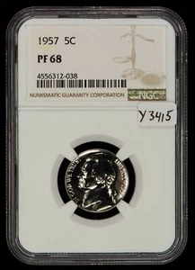 1957 5c Jefferson Nickel Proof - Attractive PQ Coin - NGC PF 68 - SKU-Y3415 - Picture 1 of 2