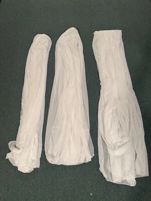 3-Sheer white swag  fabric with lilac white silk flowers. - Image 1 of 4