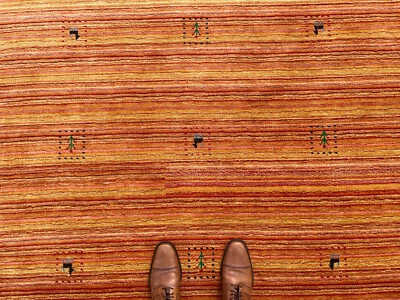 9x12 HANDMADE VINTAGE RUG HAND-KNOTTED COLORFUL orange oriental carpet rust BIG - Image 1 of 4