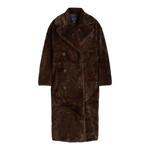 XL Scoop Women's Faux Fur Oversized Maxi Coat Brown Extra Large NWT - Picture 1 of 6