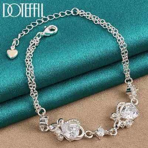 DOTEFFIL Bracciale Cuore Zircone Argento Sterling 925 Bianco AAA Catena Gioielli Festa - Foto 1 di 6