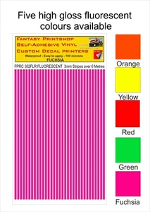 CALCOMANÍAS DE VINILO RC TRANSFERENCIAS RAYAS FORRO PRECORTADO FPRC352 FUCSIA FLUORESCENTE 3mm - Imagen 1 de 3