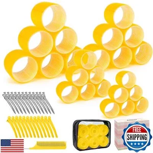 4 Sizes Self-Grip Hair Rollers Set with Clips - 4 Sizes for Long, Short Hair - Picture 1 of 5