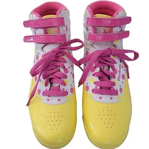 NEW Reebok Classic High Liquid Spring Dots Yellow Hot Lips Sneakers Size 7.5 - Picture 1 of 15