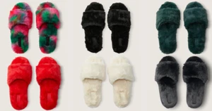 Pantofole in pelliccia sintetica rosa beige/off bianco, rosso, nero, multicolore varie taglie VS - Foto 1 di 19