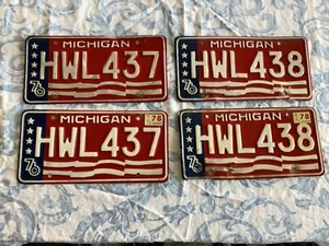 Two Pair of Michigan State License Plates with Consecutive Numbers - Rare - Picture 1 of 6