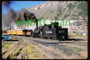 Original Slide, D&RGW Rio Grande 2-8-2 Steam #473 Passenger, 1961 Durango CO - Picture 1 of 1
