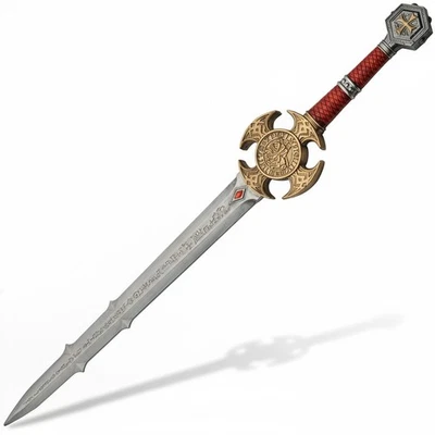 Réplica de espada templaria medieval SD 35,5 pulgadas látex azul y dorado para exhibición Foto 1 de 4