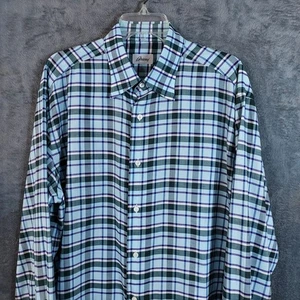 Brioni Oberhemd Herren Gr. XL blau kariert kariert Baumwolle Made in Italy - Bild 1 von 14
