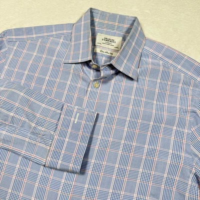 Camisa Charles Tyrwhitt Para Hombres 16.5 34 Azul Rojo Cuadros Extra Ajustado Vestido Algodón Foto 1 de 4