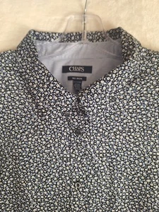 Top donna Chaps taglia 2X nero blu Ditsy floreale cotone con bottoni senza ferro camicia - Foto 1 di 10