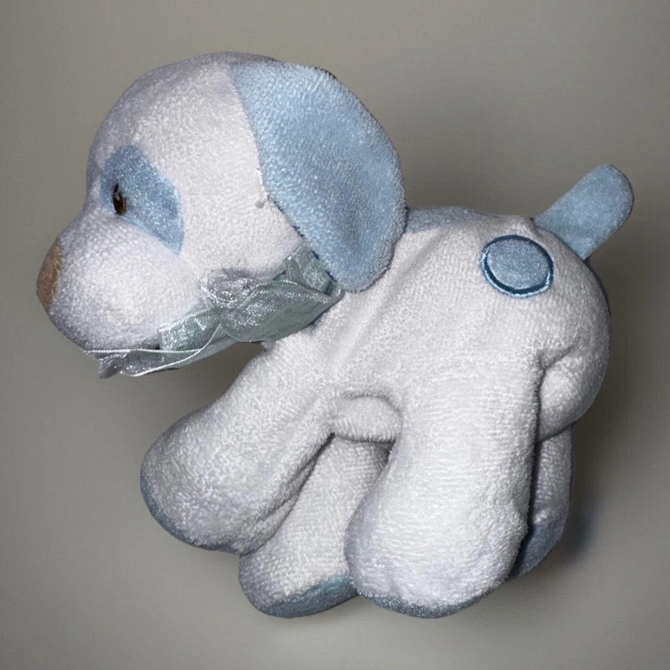 Синий белый гибкий щенок собаки плюшевая детская игрушка в полоску уши 8 дюймов трудно найти редкая без ярлыка - Изображение 1 из 4