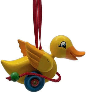 Hallmark Waddles 2001 Ente Zugspielzeug Holz gelb Andenken Weihnachtsschmuck - Bild 1 von 10
