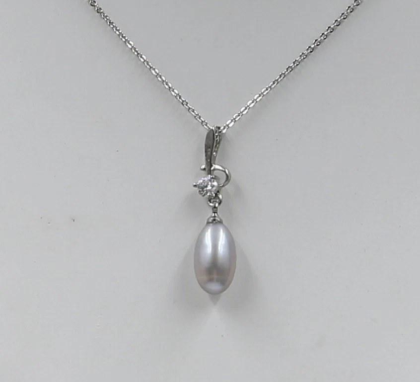 Colgante Gota de Agua Plana Perlas Grises Akoya 8.2x12.5 mm 18KGP 18 pulgadas G2T2 Foto 1 de 1