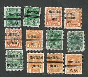 Kanada - Zwölf verschiedene Montrea Vorstempel u.a. ein umgekehrter - Bild 1 von 1