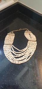 Buffalo Bone Ivory Coloured Necklace African Vintage Multistrand - Picture 1 of 4