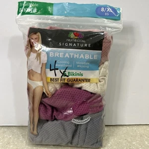 Fruit Of The Loom Signature 4 Bikinis Women 8 Xl Underwear Tri Cool Comfort - Picture 1 of 4