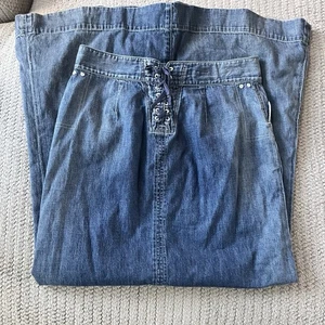 Maxi Falda Jeans Ralph Lauren Etiqueta Azul Algodón Azul Denim Talla 28 M Con Cordones Espalda - Imagen 1 de 9