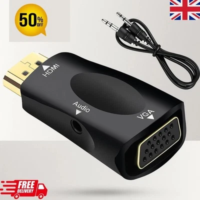 Adaptador convertidor HDMI a VGA con cable conector de audio de 3,5 mm conexión macho a hembra - Imagen 1 de 4