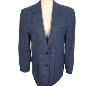 Circle Dallas S Texas Blazer Women 10 Blue Purple Plaid Polyester Jacket - Picture 1 of 7